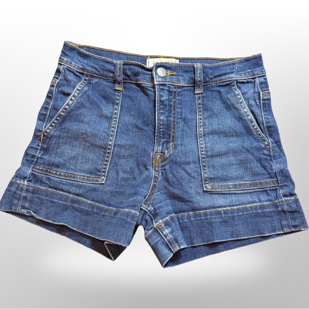 Harper High-Rise Cargo Denim Shorts | Dark Wash | Size 26